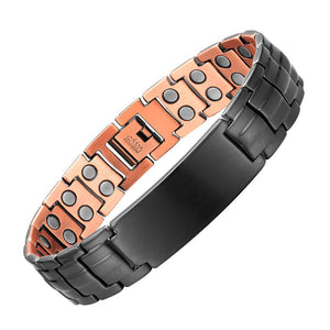 Turtle Back Double Row Magnet Red Copper Men's Bracelet